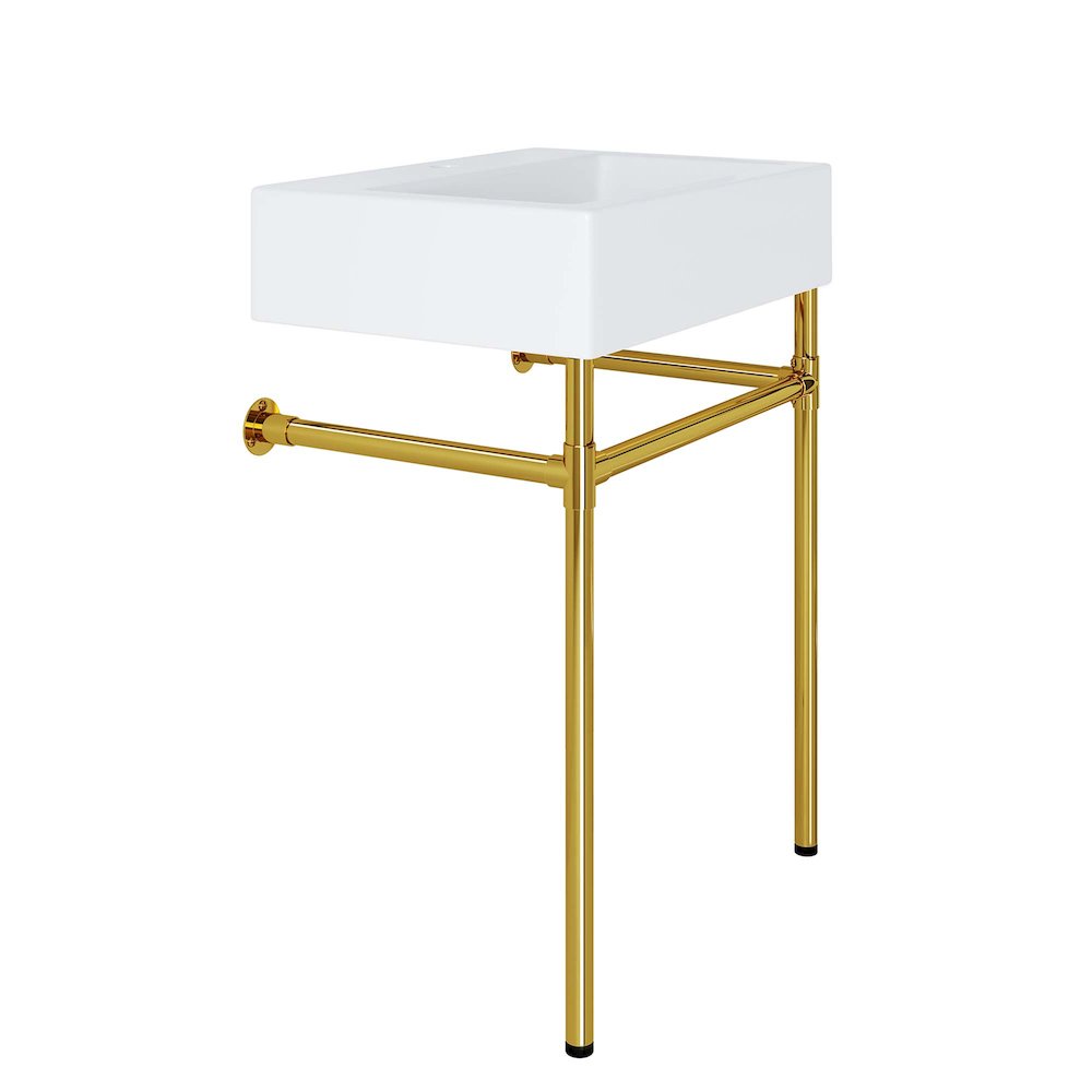 Redeem 24" Wall-Mount Gold Stainless Steel Bathroom Vanity. Picture 4