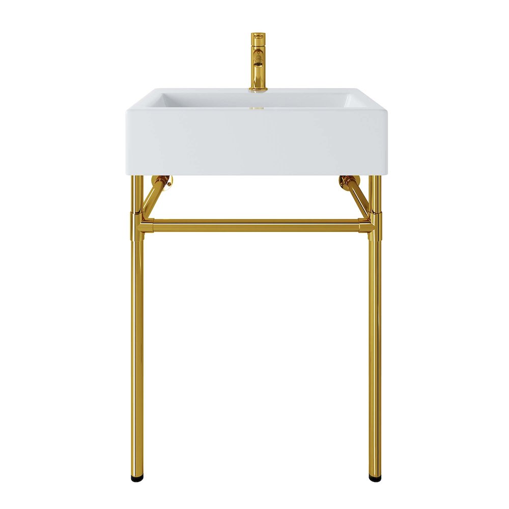 Redeem 24" Wall-Mount Gold Stainless Steel Bathroom Vanity. Picture 6