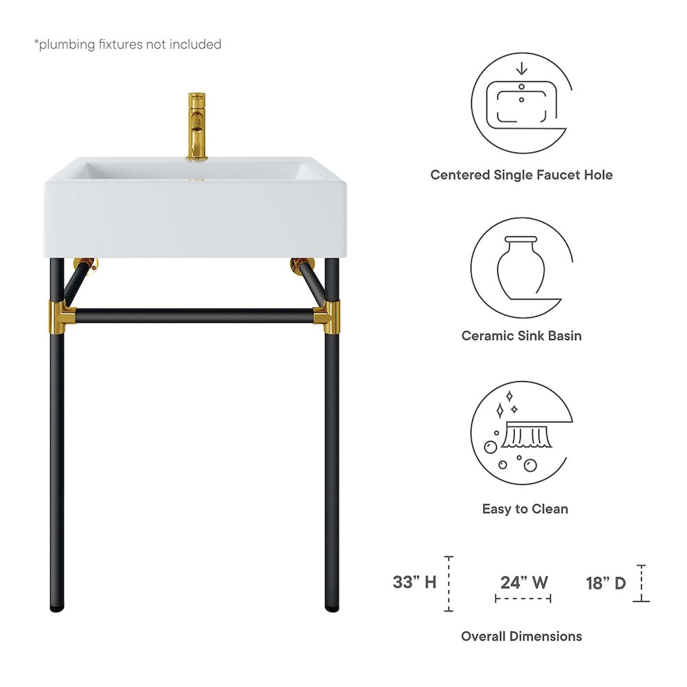 Redeem 24" Wall-Mount Black Stainless Steel Bathroom Vanity. Picture 2