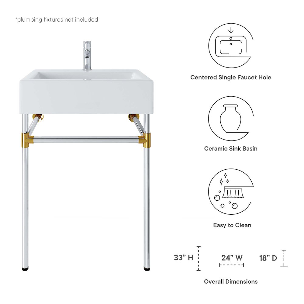 Redeem 24" Silver Stainless Steel Wall-Mount Bathroom Vanity. Picture 2