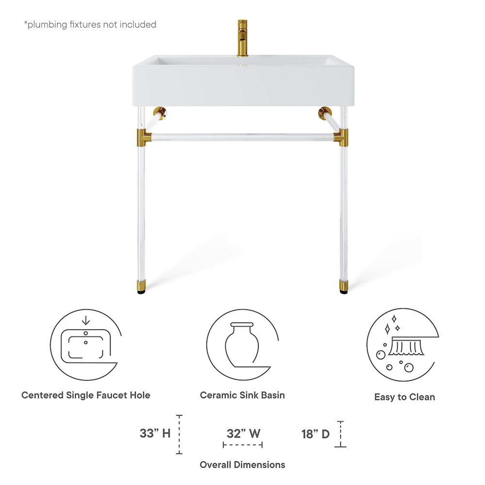 Redeem 32" Acrylic Wall-Mount Bathroom Vanity. Picture 2