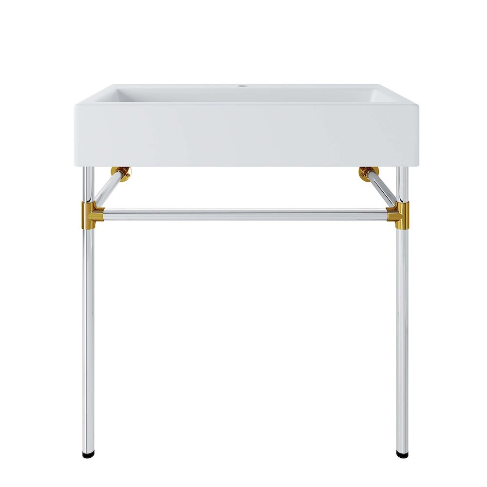 Redeem 32" Silver Stainless Steel Wall-Mount Bathroom Vanity. Picture 1