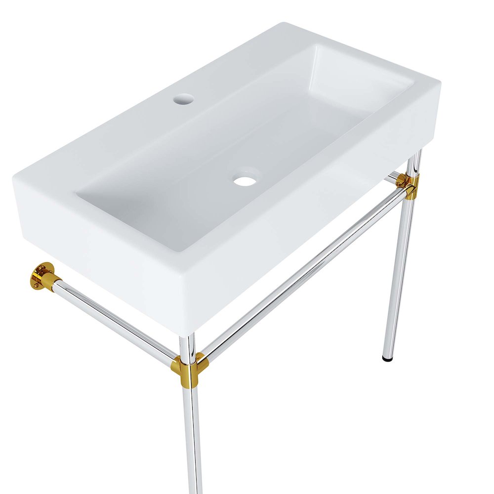 Redeem 32" Silver Stainless Steel Wall-Mount Bathroom Vanity. Picture 3