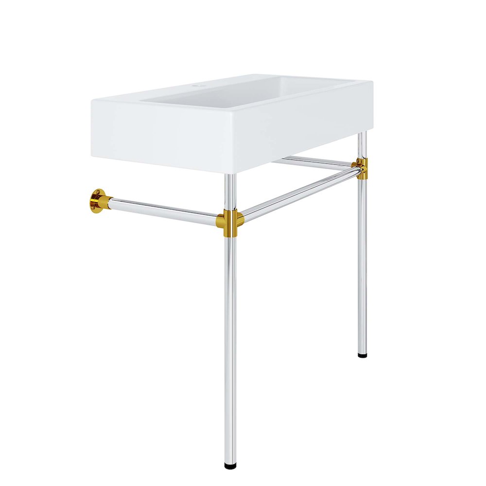 Redeem 32" Silver Stainless Steel Wall-Mount Bathroom Vanity. Picture 4