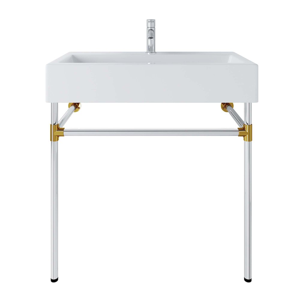 Redeem 32" Silver Stainless Steel Wall-Mount Bathroom Vanity. Picture 6