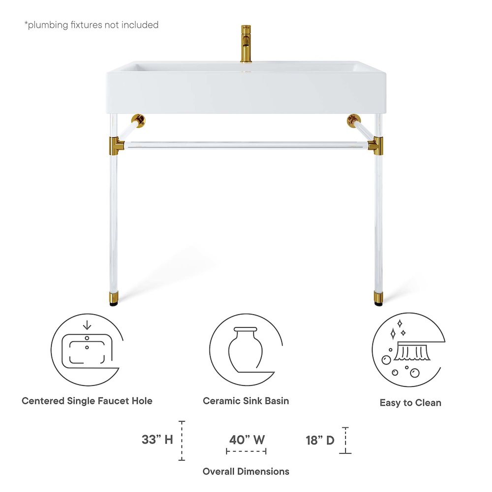Redeem 40" Acrylic Wall-Mount Bathroom Vanity. Picture 2