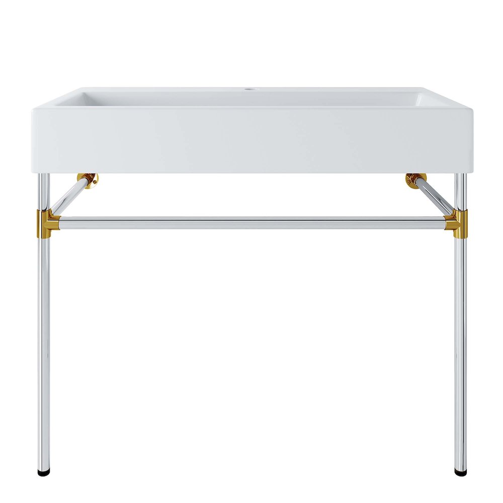 Redeem 40" Silver Stainless Steel Wall-Mount Bathroom Vanity. Picture 1
