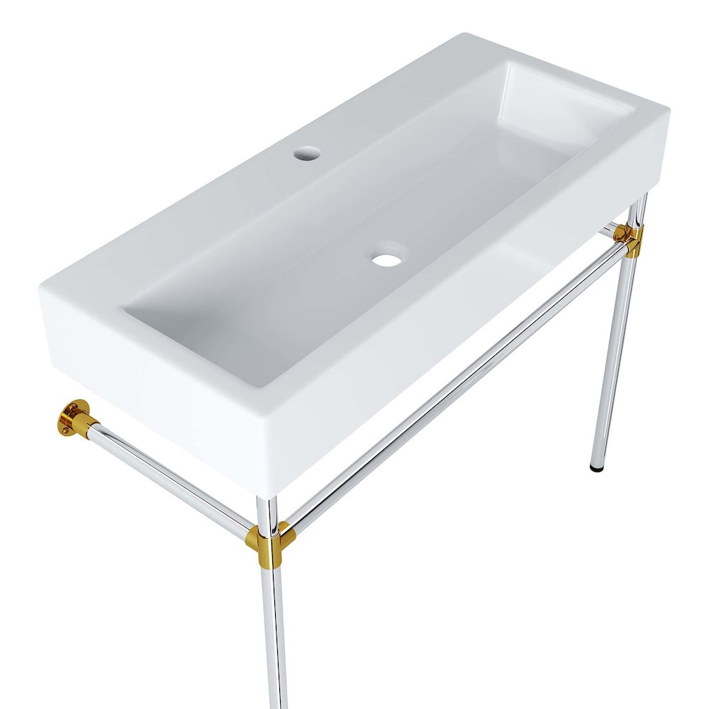 Redeem 40" Silver Stainless Steel Wall-Mount Bathroom Vanity. Picture 3