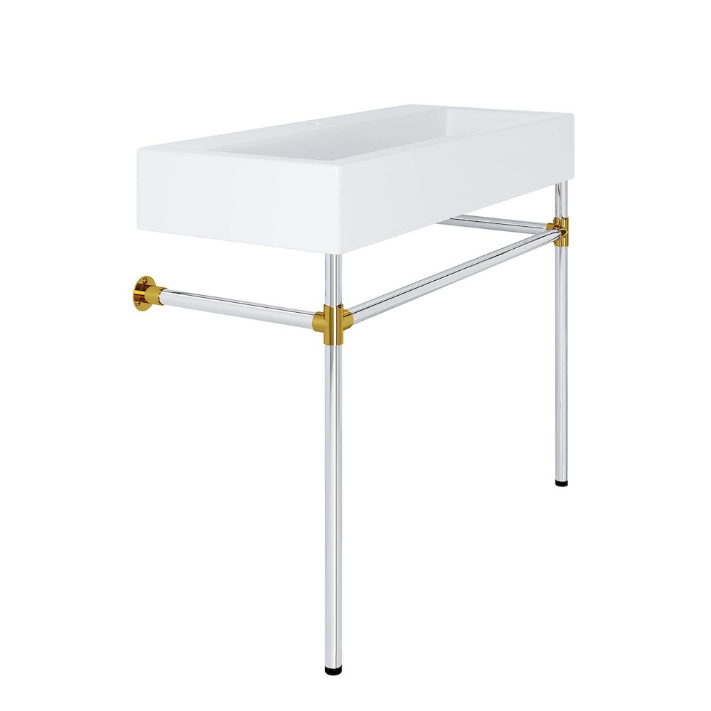 Redeem 40" Silver Stainless Steel Wall-Mount Bathroom Vanity. Picture 4