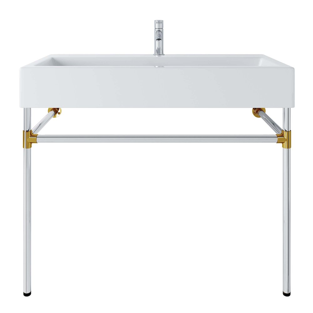 Redeem 40" Silver Stainless Steel Wall-Mount Bathroom Vanity. Picture 6