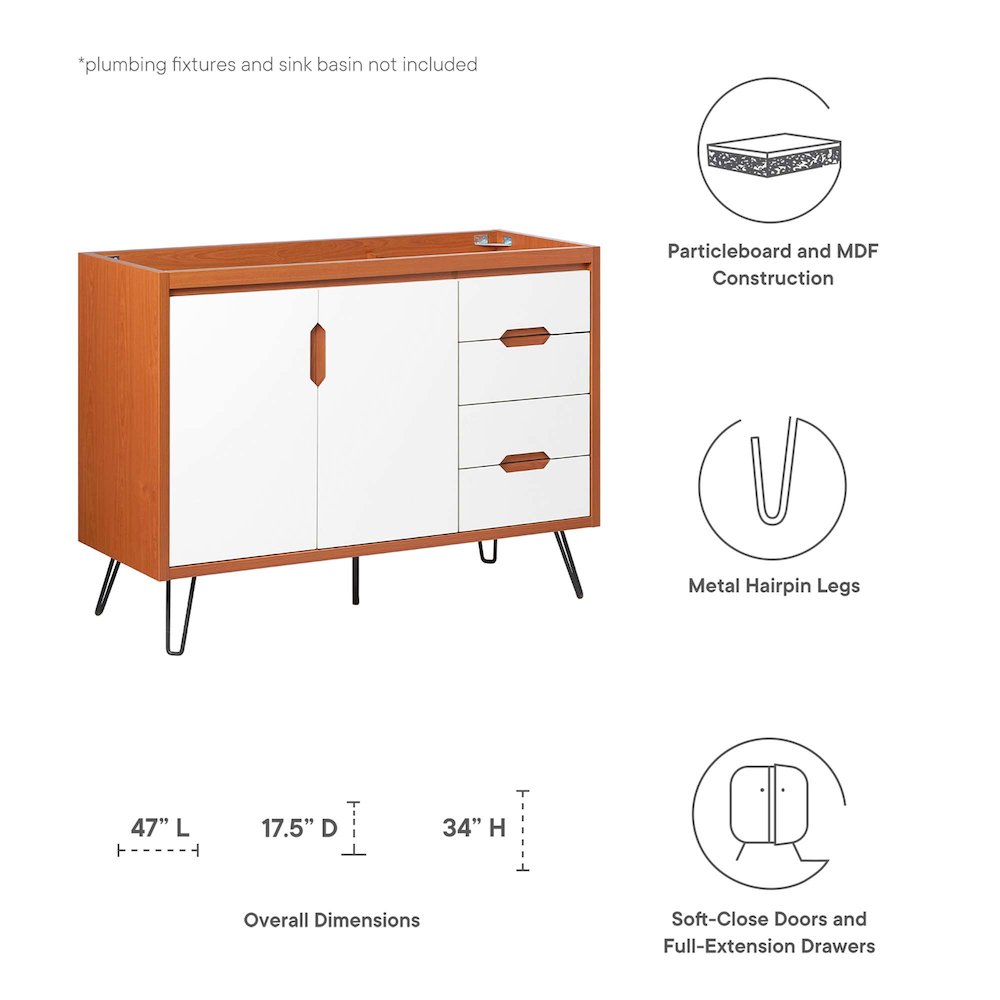 Energize 48" Single Sink Compatible (Not Included) Bathroom Vanity Cabinet. Picture 2