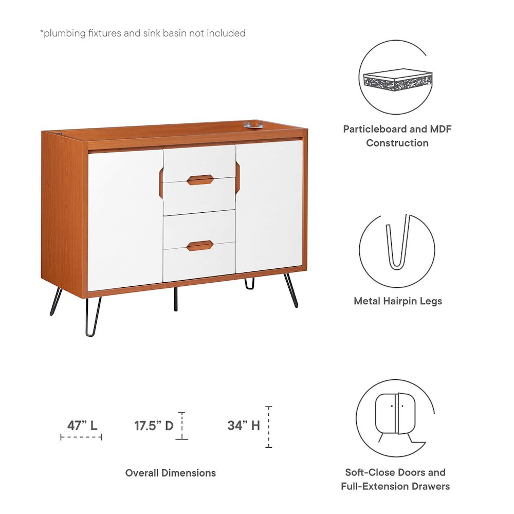 Energize 48" Double Sink Compatible (Not Included) Bathroom Vanity Cabinet. Picture 2