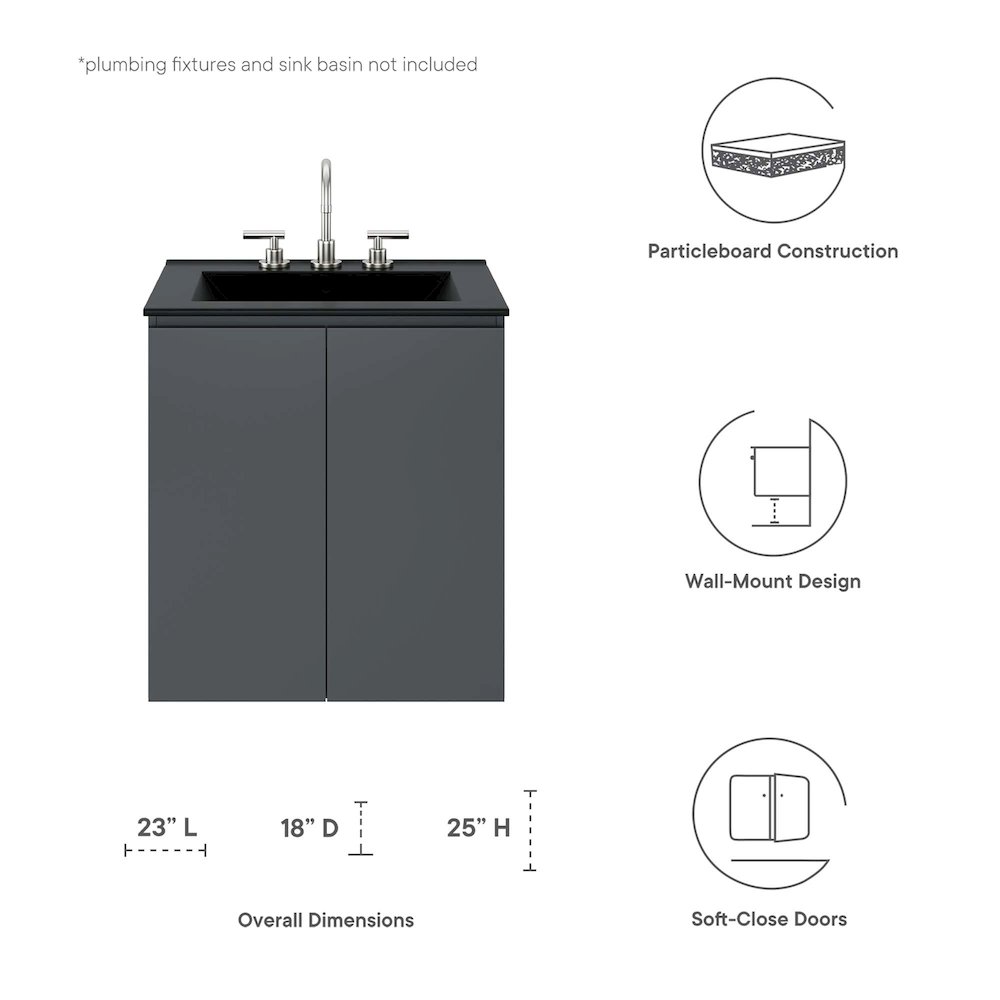 Bryn 24" Wall-Mount Bathroom Vanity (Sink Basin Not Included). Picture 2