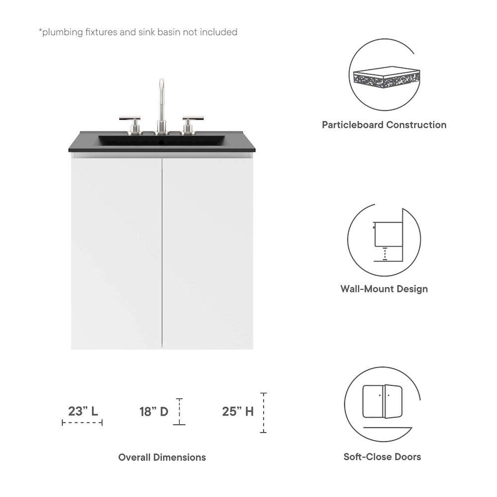 Bryn 24" Wall-Mount Bathroom Vanity (Sink Basin Not Included). Picture 2