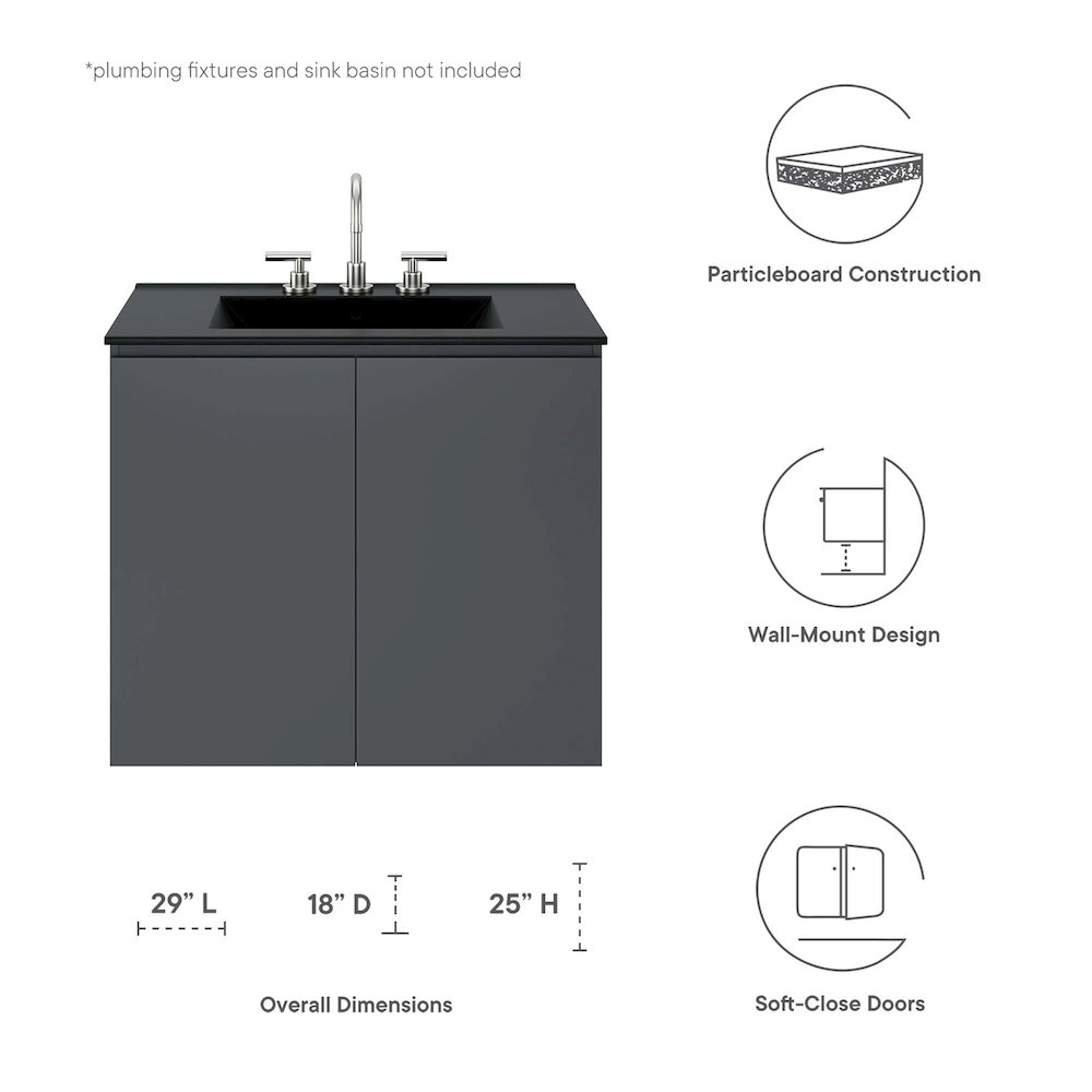 Bryn 30" Wall-Mount Bathroom Vanity (Sink Basin Not Included). Picture 2