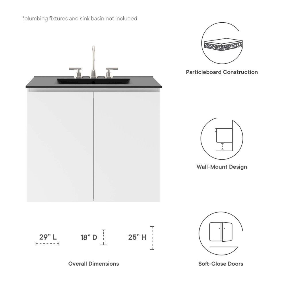 Bryn 30" Wall-Mount Bathroom Vanity (Sink Basin Not Included). Picture 2