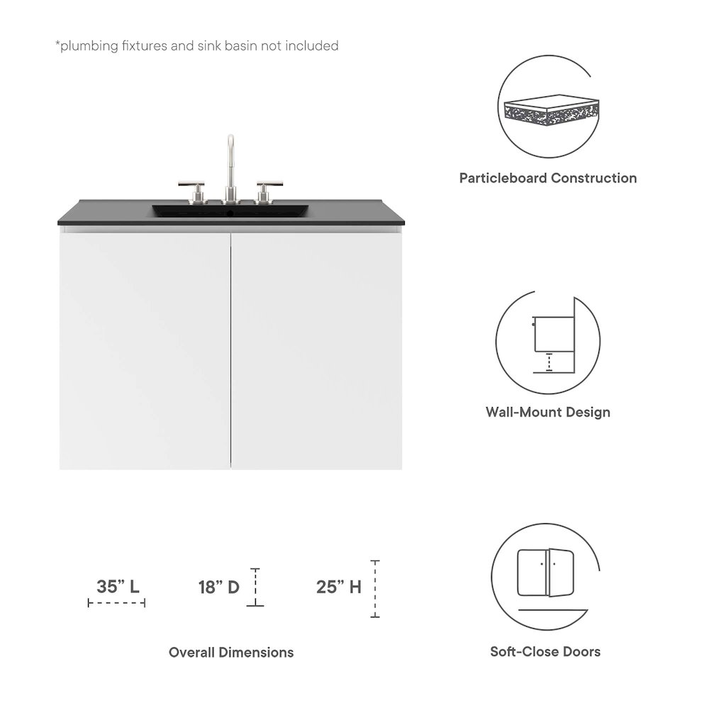 Bryn 36" Wall-Mount Bathroom Vanity (Sink Basin Not Included). Picture 2
