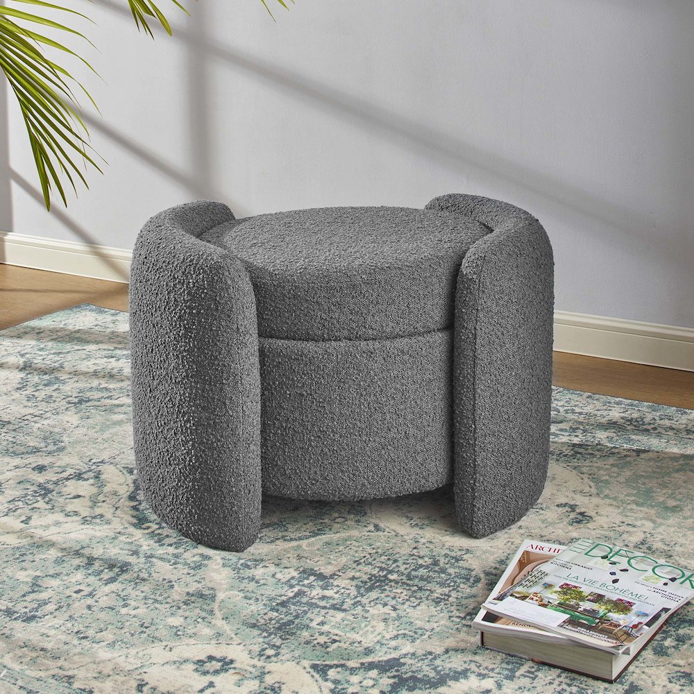 Nebula Boucle Upholstered Ottoman. Picture 9