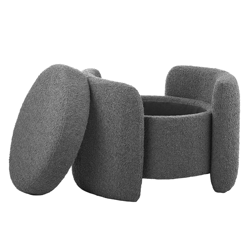 Nebula Boucle Upholstered Ottoman. Picture 3