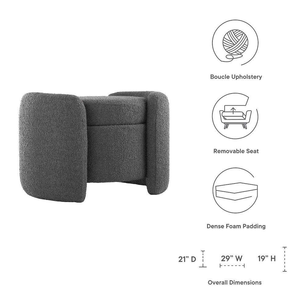 Nebula Boucle Upholstered Ottoman. Picture 2