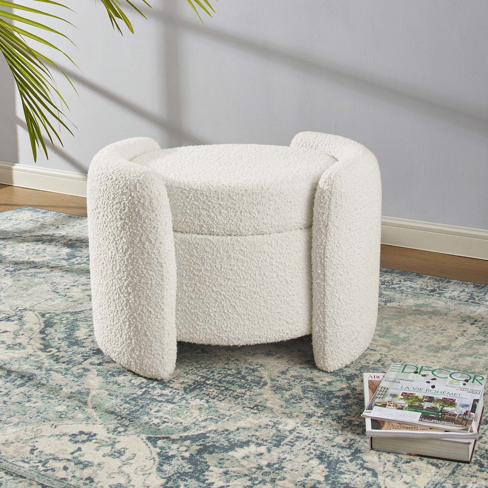 Nebula Boucle Upholstered Ottoman. Picture 9