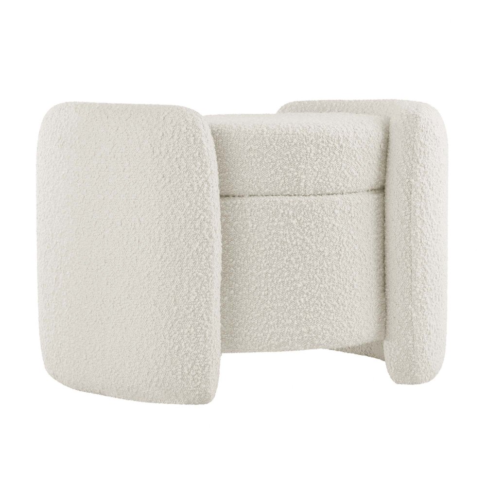Nebula Boucle Upholstered Ottoman. Picture 1