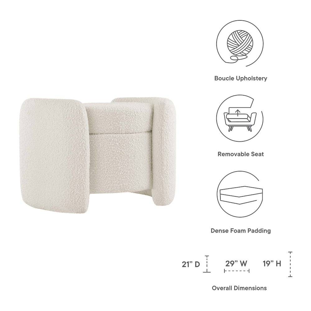 Nebula Boucle Upholstered Ottoman. Picture 2