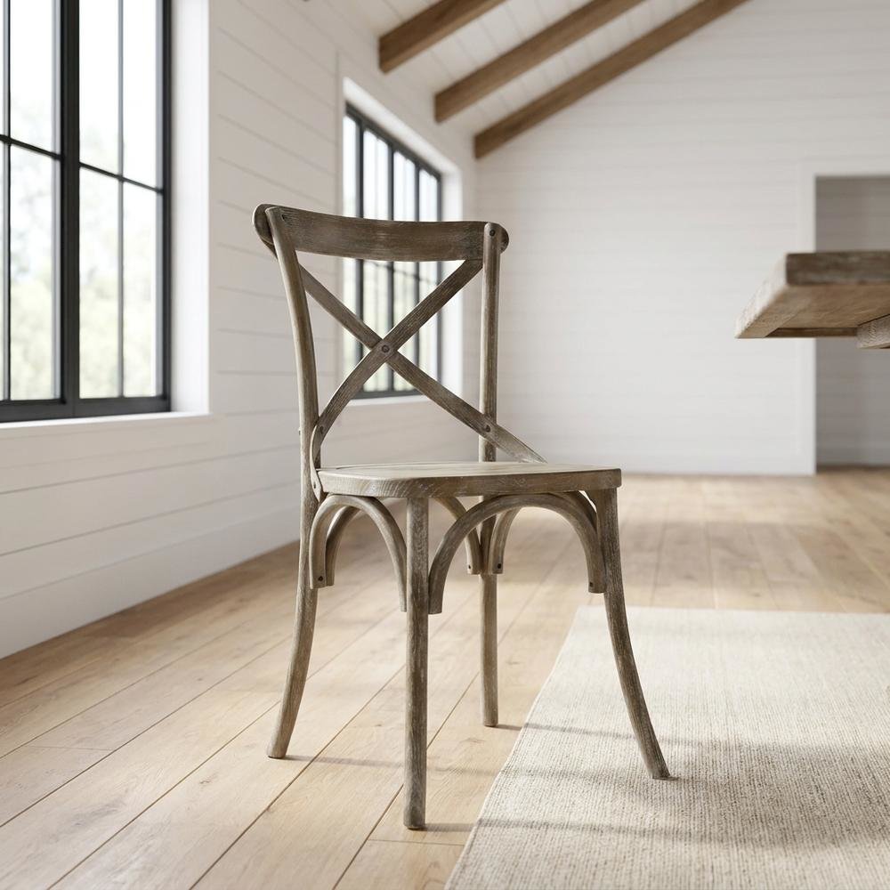 Solid Wood Dining Side Chair with Cushioned Seat for Dining Room, Gray. Picture 2