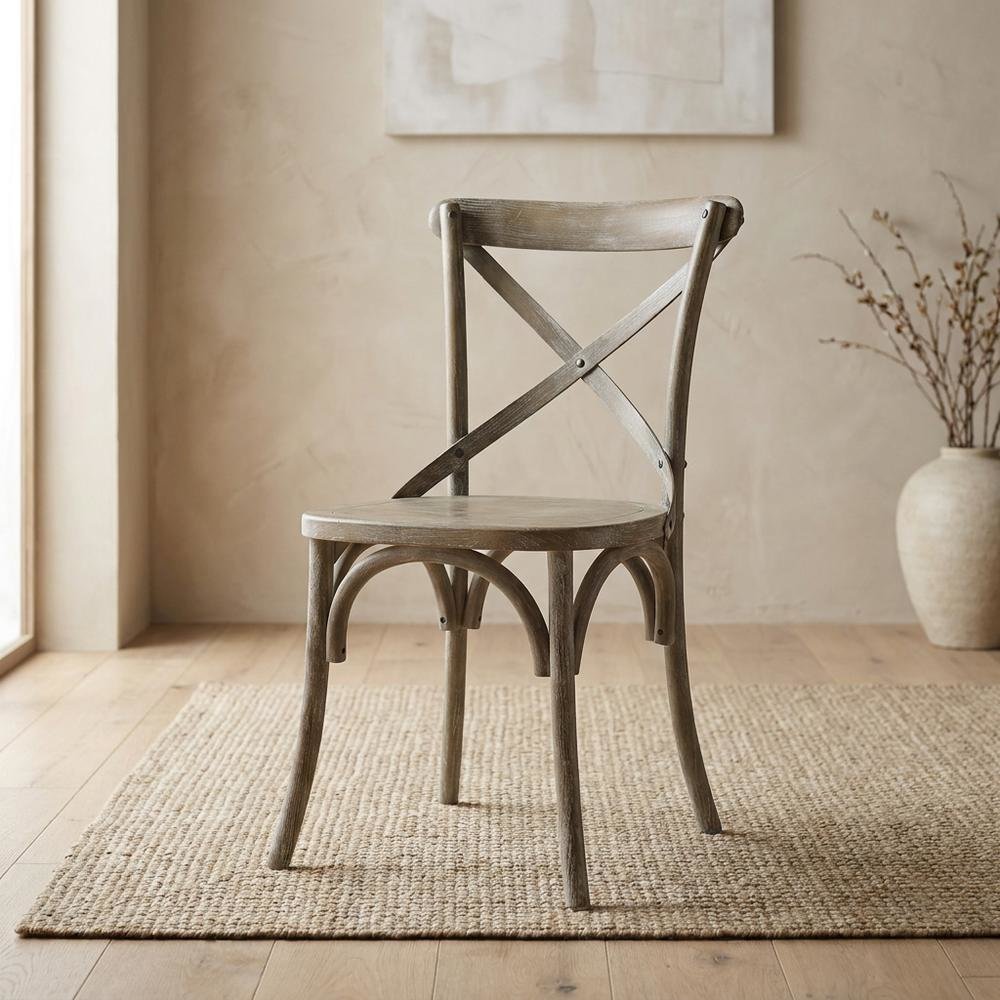 Solid Wood Dining Side Chair with Cushioned Seat for Dining Room, Gray. Picture 3