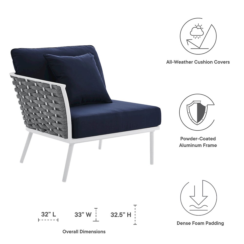 Stance Outdoor Patio Aluminum Left-Facing Armchair. Picture 2