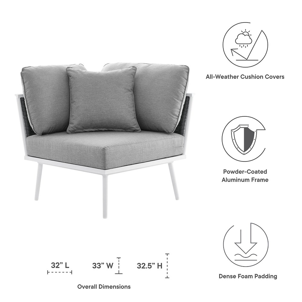 Stance Outdoor Patio Aluminum Corner Chair. Picture 2