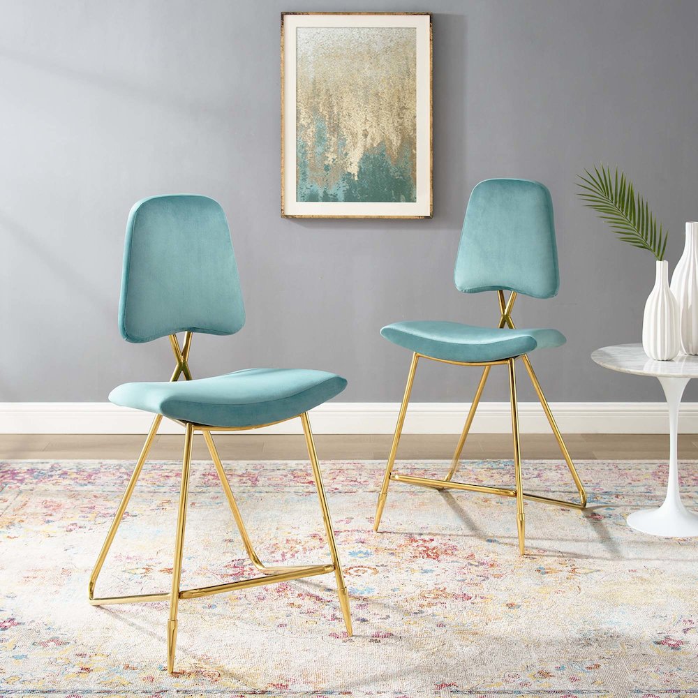 Ponder Performance Velvet Counter Stool Set of 2. Picture 8