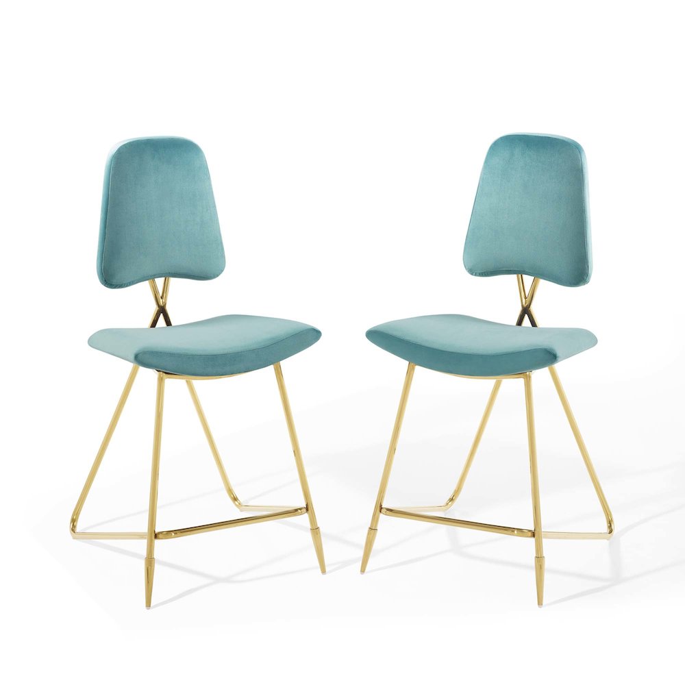 Ponder Performance Velvet Counter Stool Set of 2. Picture 1