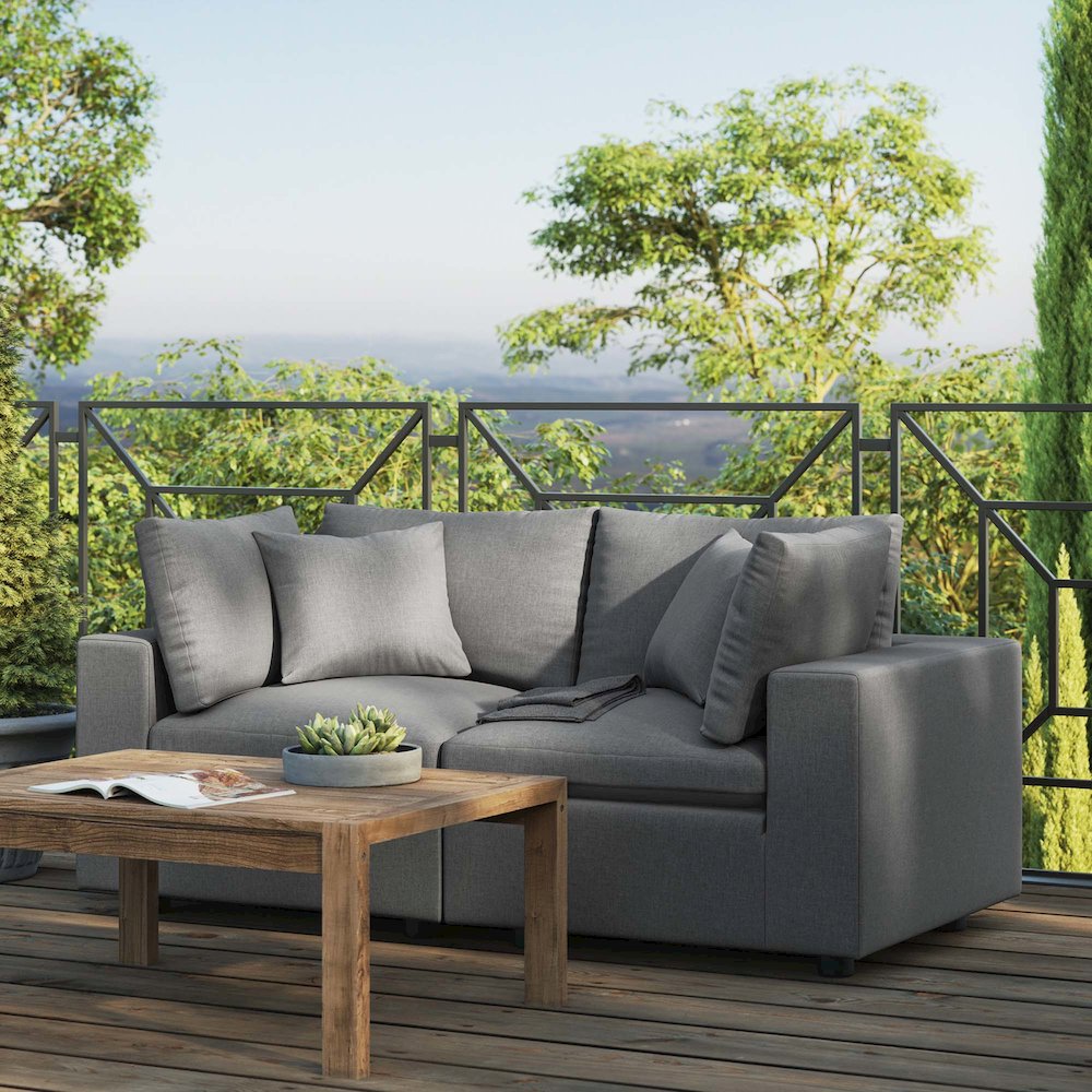 Commix Overstuffed Outdoor Patio Loveseat. Picture 8