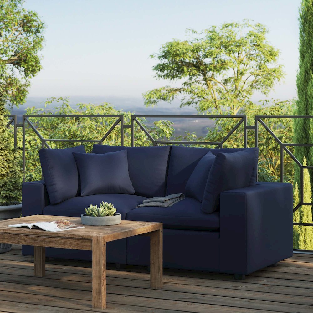 Commix Overstuffed Outdoor Patio Loveseat. Picture 8