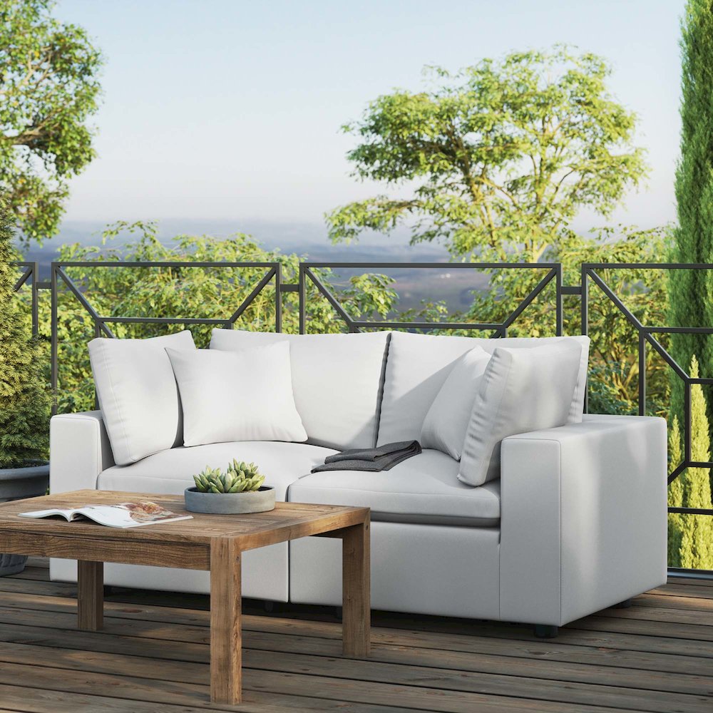 Commix Overstuffed Outdoor Patio Loveseat. Picture 8