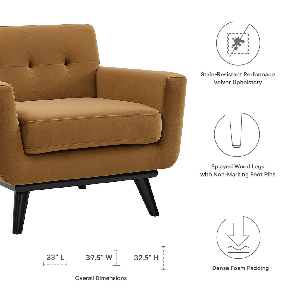 Engage Performance Velvet Armchair. Picture 2