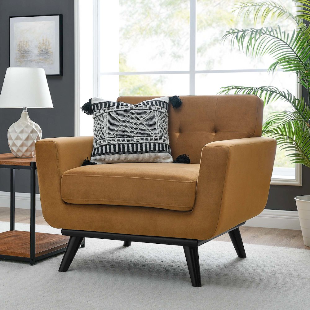 Engage Performance Velvet Armchair. Picture 7