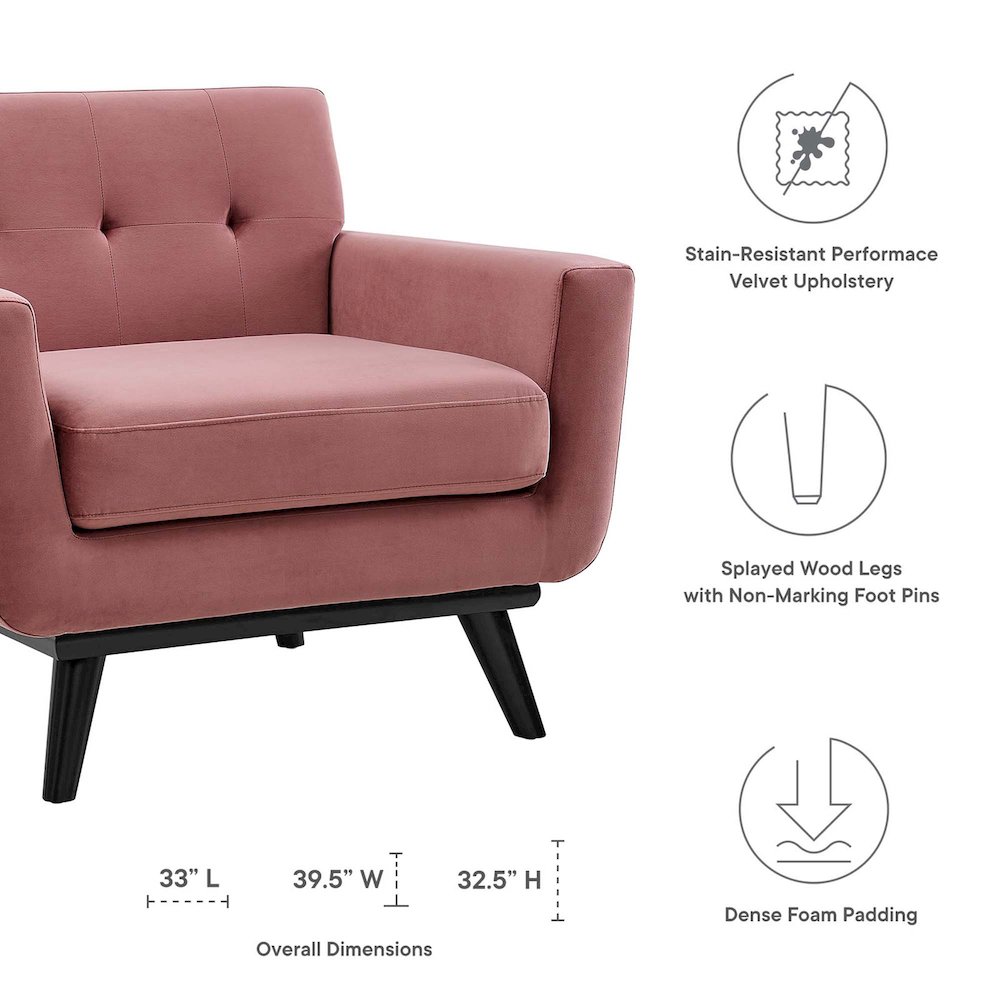 Engage Performance Velvet Armchair. Picture 2