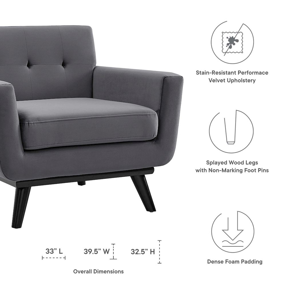 Engage Performance Velvet Armchair. Picture 2