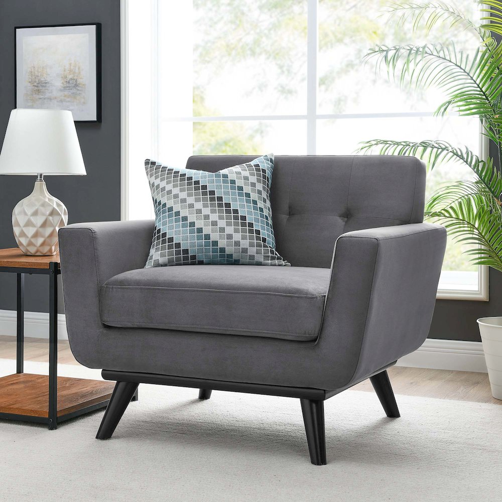 Engage Performance Velvet Armchair. Picture 8