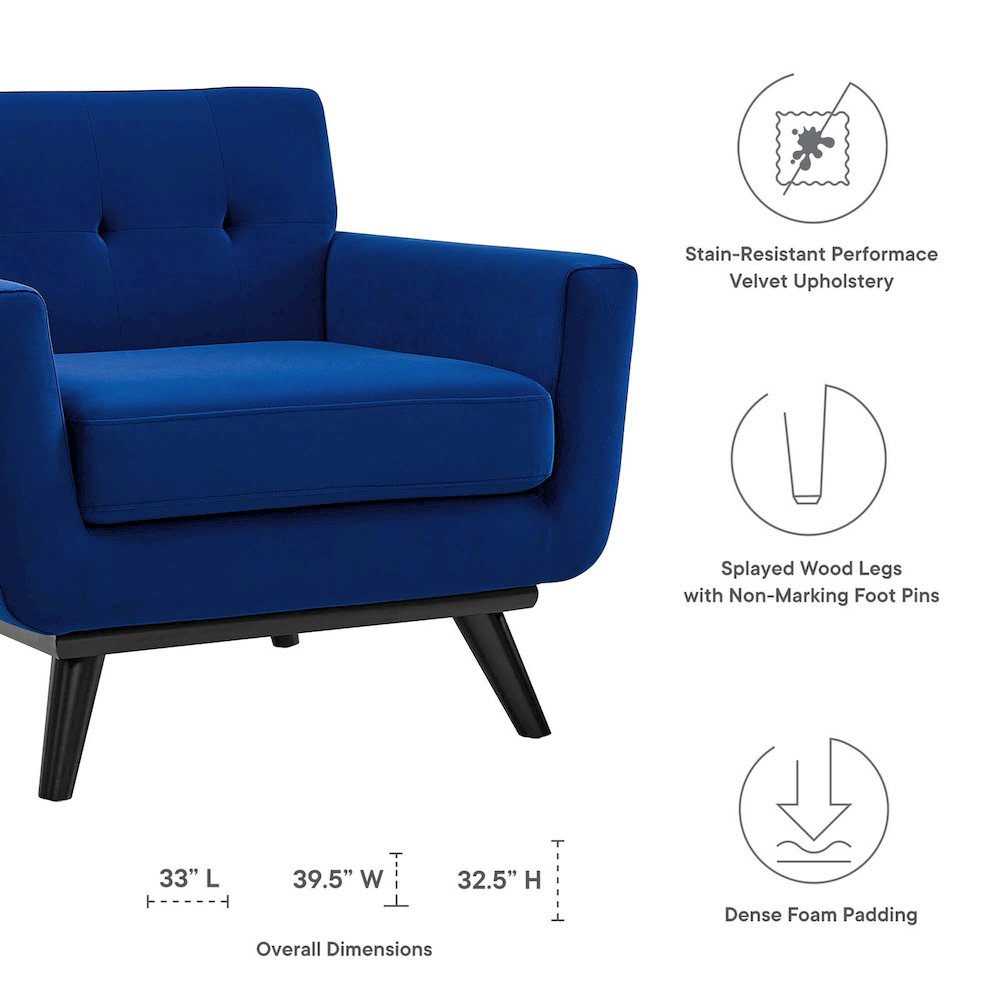 Engage Performance Velvet Armchair. Picture 2