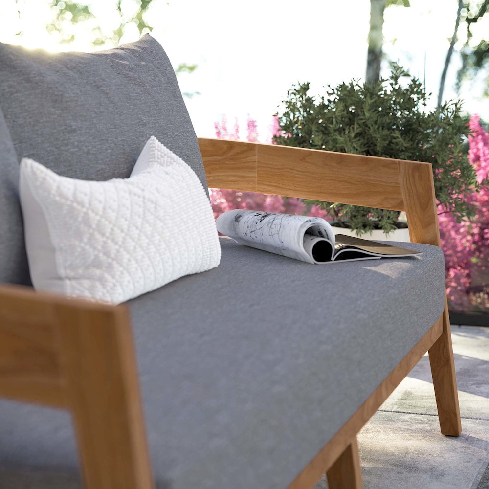 Brisbane Teak Wood Outdoor Patio Loveseat. Picture 8