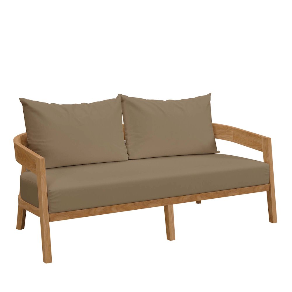Brisbane Teak Wood Outdoor Patio Loveseat. Picture 1
