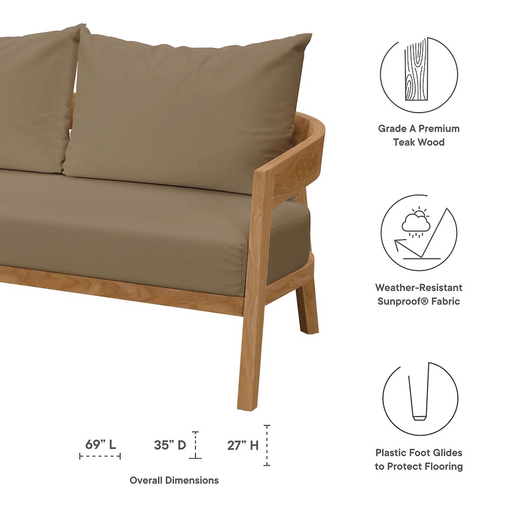 Brisbane Teak Wood Outdoor Patio Loveseat. Picture 2