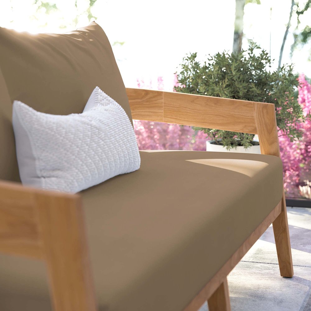 Brisbane Teak Wood Outdoor Patio Loveseat. Picture 8