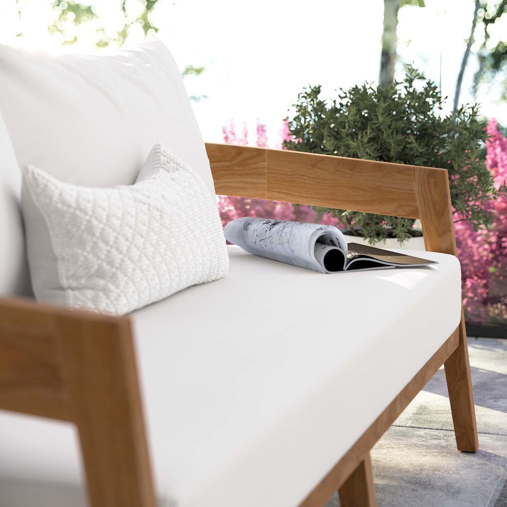 Brisbane Teak Wood Outdoor Patio Loveseat. Picture 8