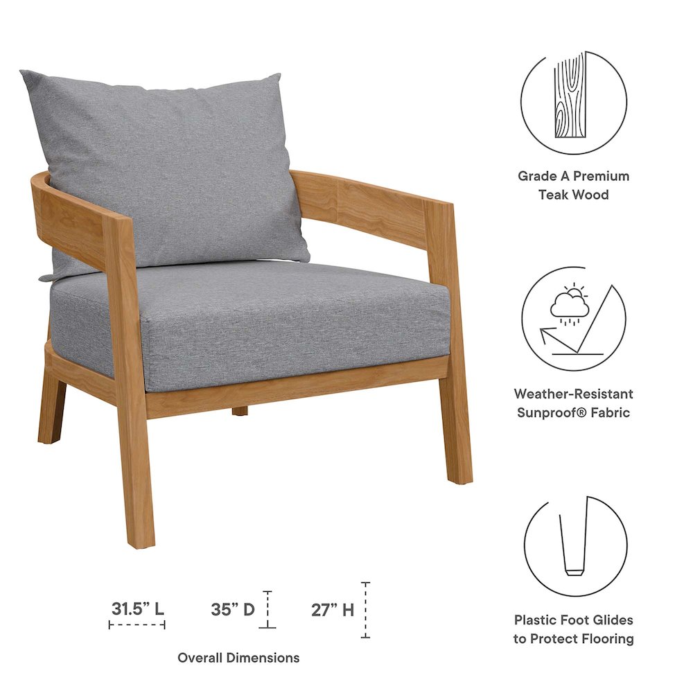 Brisbane Teak Wood Outdoor Patio Armchair. Picture 2