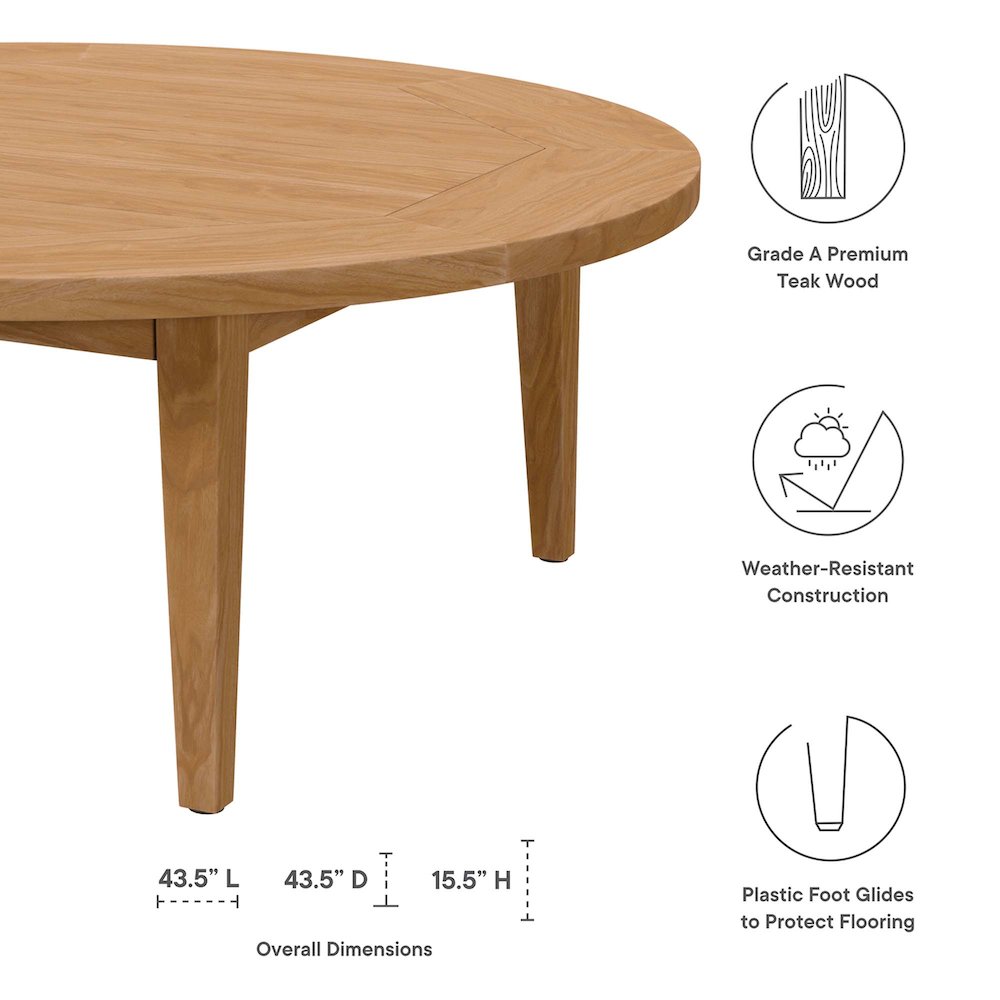Brisbane Teak Wood Outdoor Patio Coffee Table. Picture 2