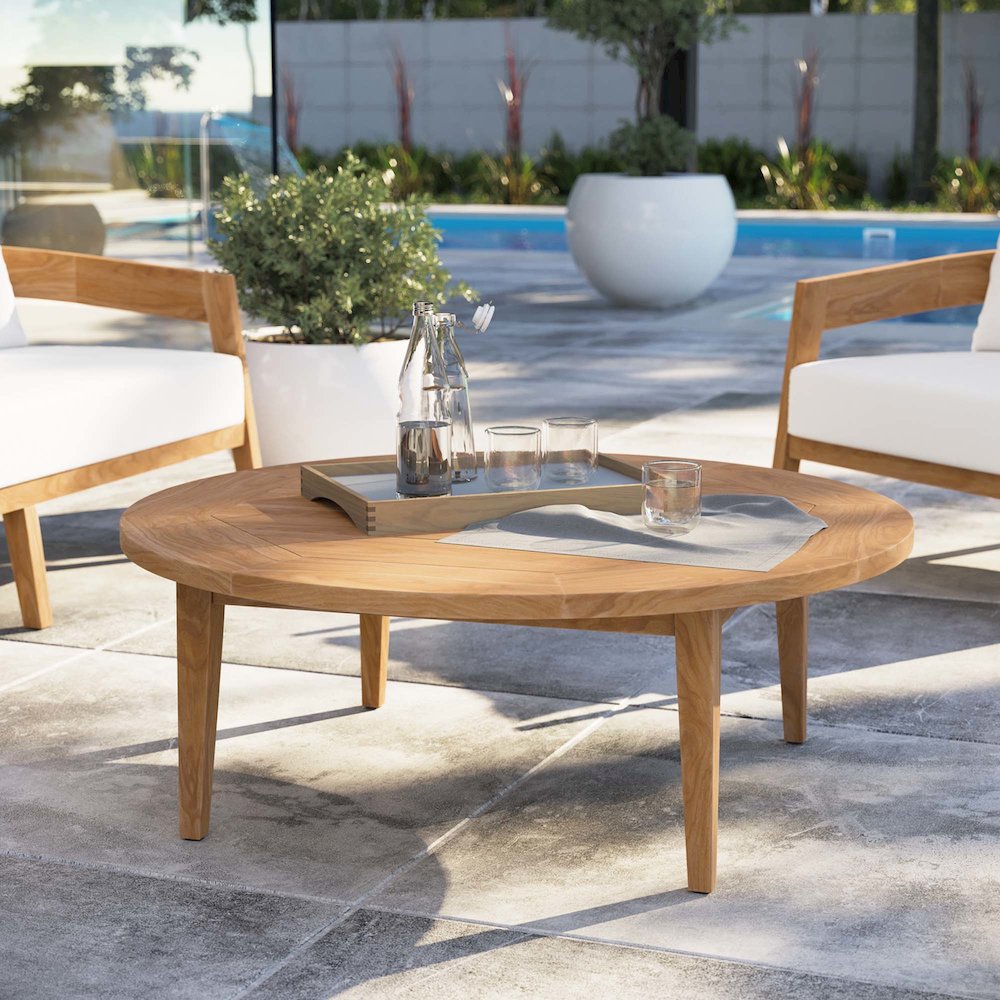 Brisbane Teak Wood Outdoor Patio Coffee Table. Picture 7